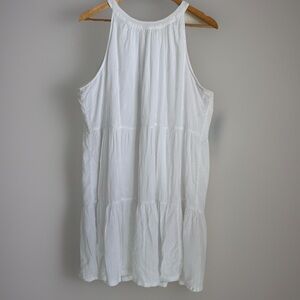 Old Navy White High Neck Boho Embroidered Tank Dress Cotton Blend Women’s XL